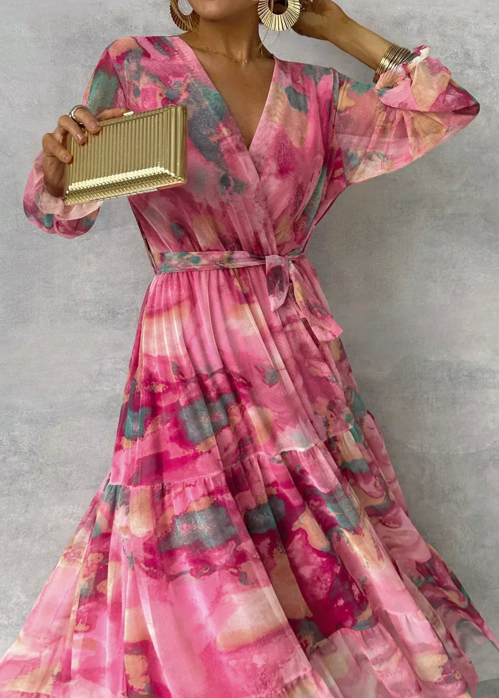 Romilly | Floral Wrap Maxi Wedding Guest Dress