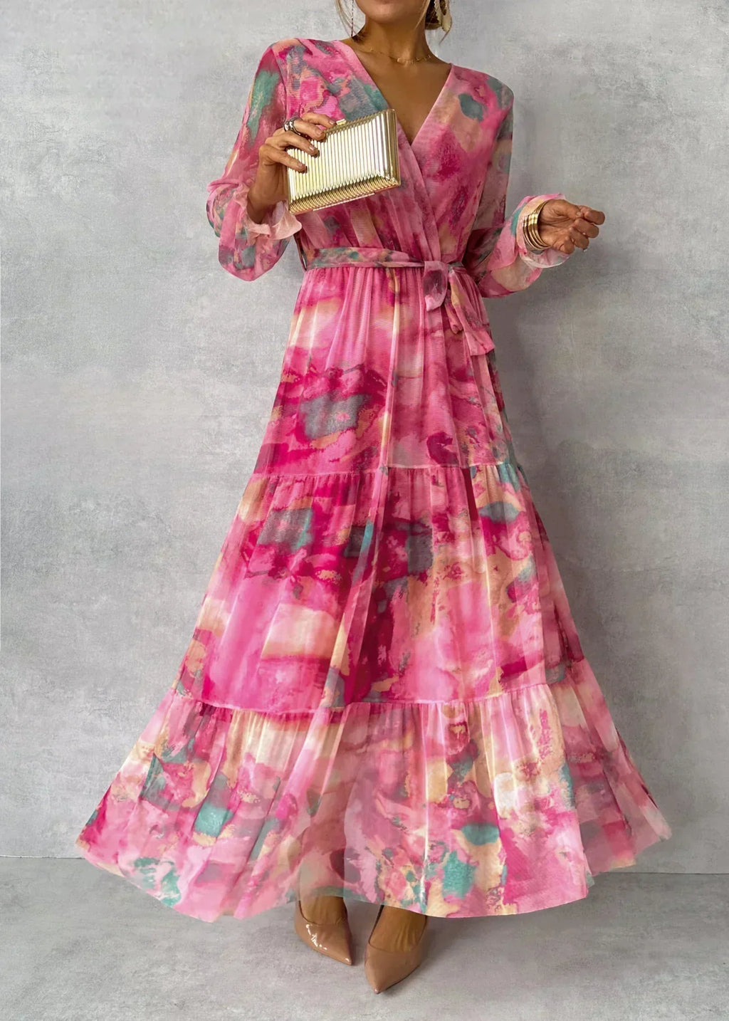 Romilly | Floral Wrap Maxi Wedding Guest Dress