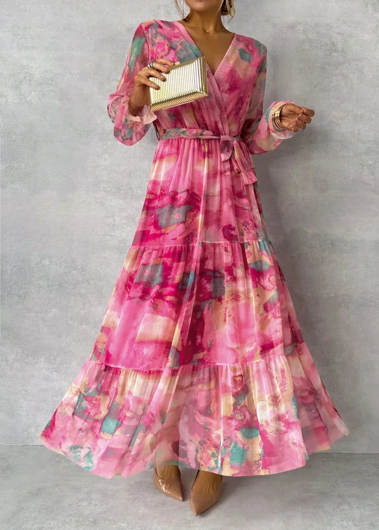 Romilly | Floral Wrap Maxi Wedding Guest Dress