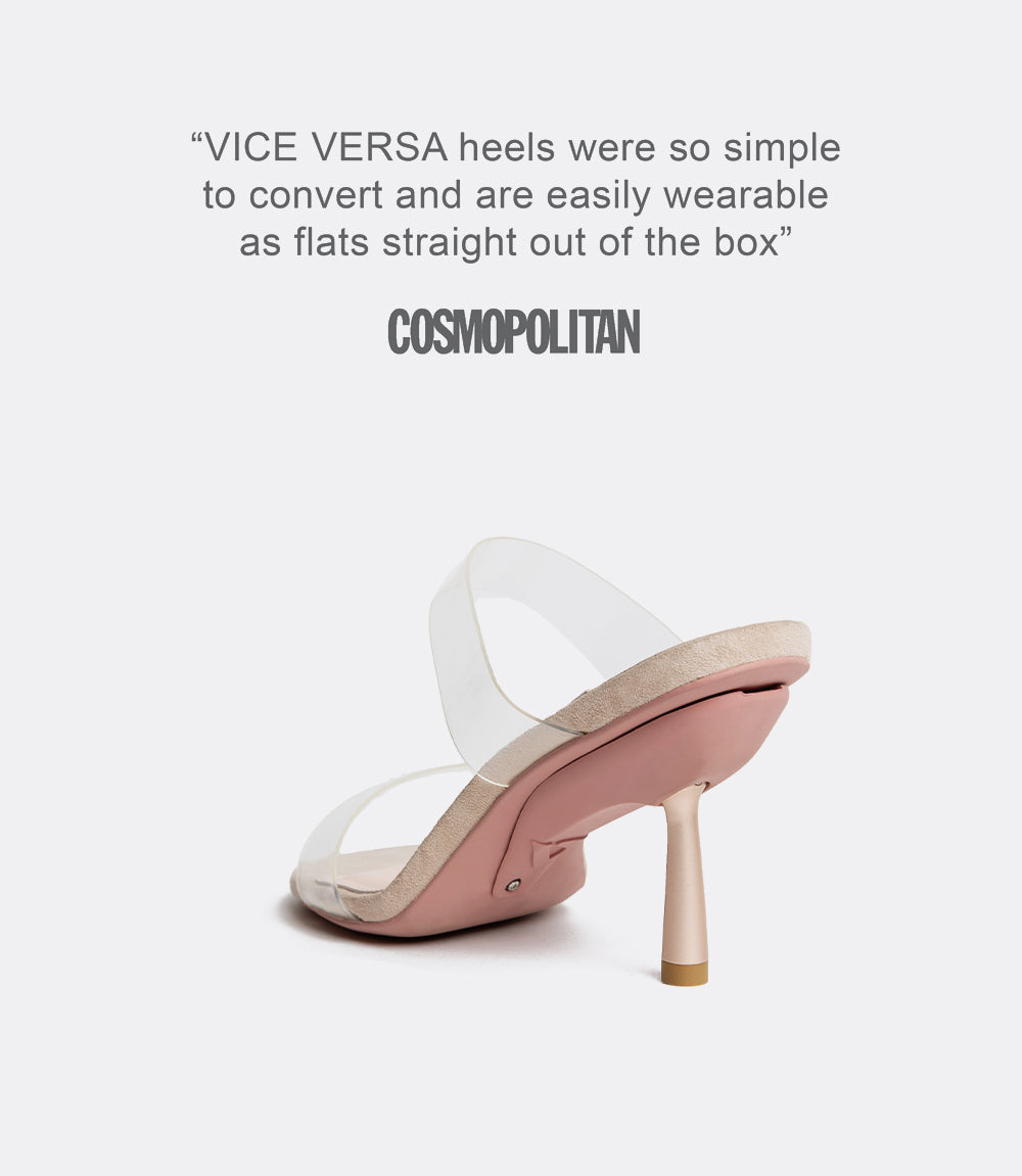 Clear Mules in Beige PVC
