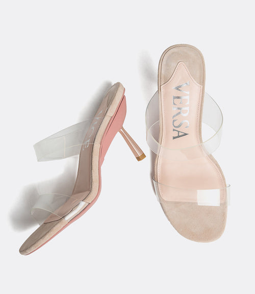 Clear Mules in Beige PVC
