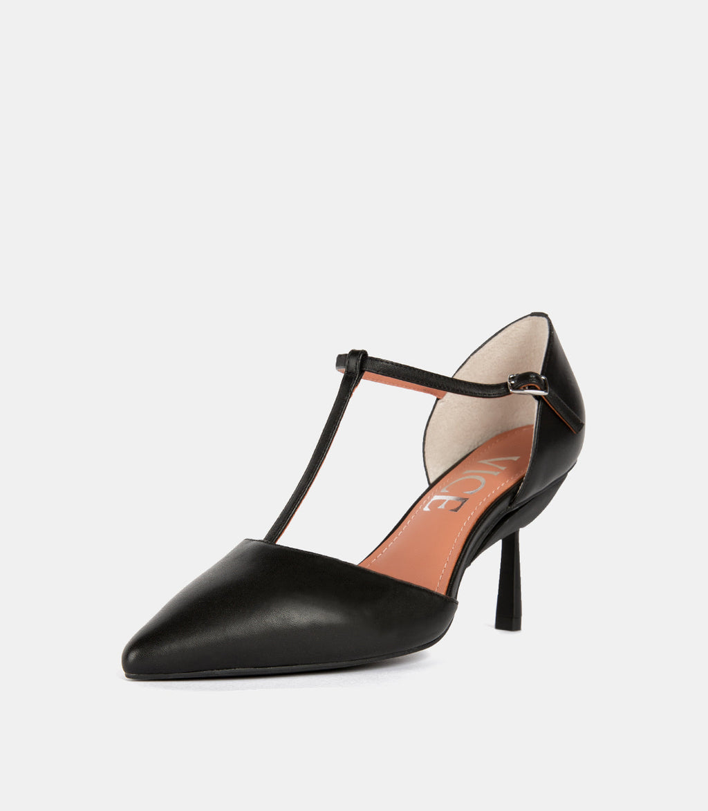 T-Strap Pump in Black