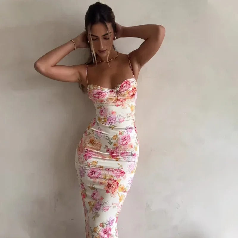 Leontine | Floral Lace Maxi Wedding Guest Dress